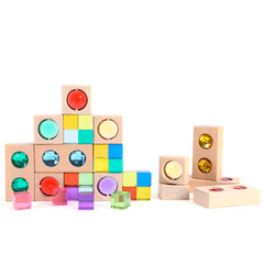 Edusense 40pcs Rainbow Gem Acrylic Wooden Blocks