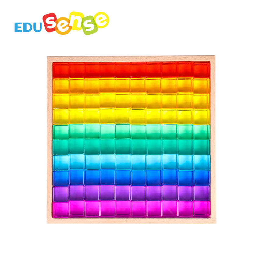Edusense Translucent Rainbow Acrylic Gem Cubes Blocks