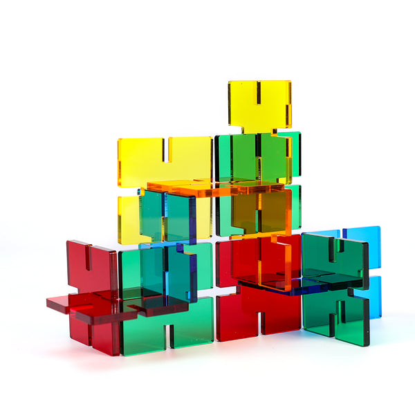 Edusense Colorful Acrylic Square Snowflake Building Cubes Blocks Sets